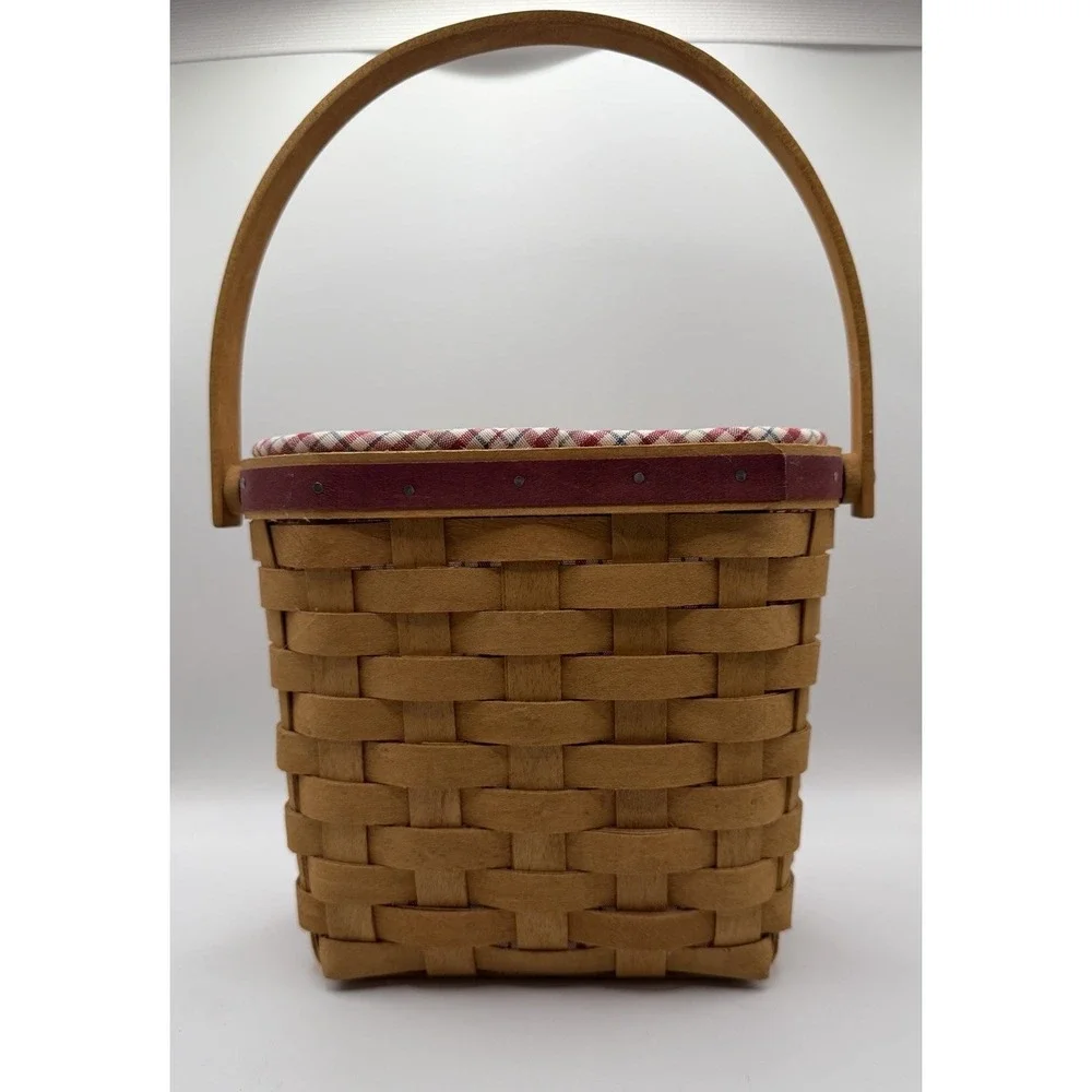 Longaberger Woven Memories Basket 2005 Cherry Red Plaid Liner Protector